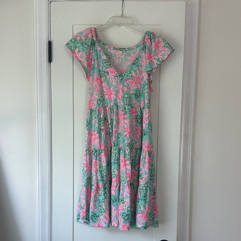 Lilly Pulitzer Floral Pink and Green Women’s Cotton Dress